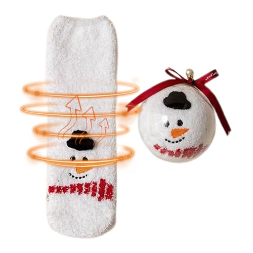 Flauschige Weihnachtssocken für Damen | Weihnachtsthema Lässige dicke Socken - Thermosocken für Schlaf und Zuhause, Wintersocken für drinnen und Winter, Weihnachtsgeschenke Biteatey von biteatey