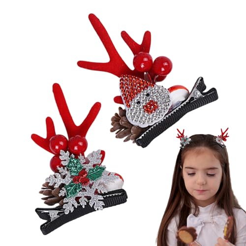 Weihnachts-Haarspange,Weihnachtsgeweih-Haarspange,Geweih-Clip-Nadeln für Mädchen-Haare - Geweih-Haarschmuck, Geweihohren-Haarspangen für Frauen, Mädchen, Familie, Geburtstagsgeschenk Biteatey von biteatey