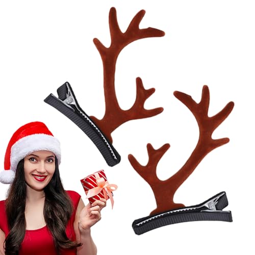 Weihnachts-Rentier-Haarspangen, Geweih-Weihnachts-Haarnadeln - Geweih-Clip-Nadeln für Mädchen-Haare | Geweih-Haarschmuck, Haarschmuck für Freunde, Frauen, Mädchen, Geburtstagsgeschenk Biteatey von biteatey