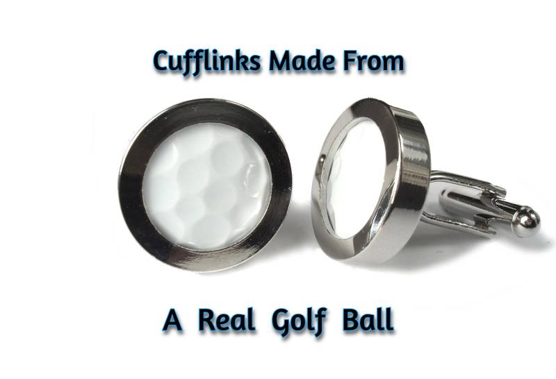 Golfball Manschettenknöpfe Handgefertigt Von Einem Echten Golfball. Versilbert von bitsandbadges