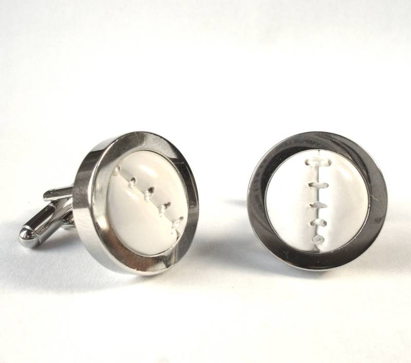 Echte Fußball Manschettenknöpfe Hochzeit Neuheit Silber Überzogene von bitsandbadges