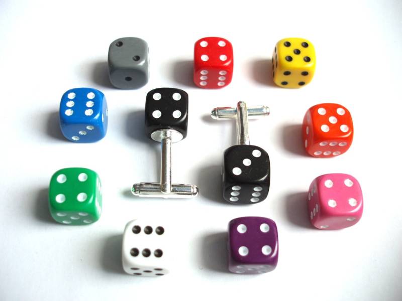 Würfel-Manschettenknöpfe Hochzeit Manschettenknöpfe Neuheit Silber Überzogene von bitsandbadges