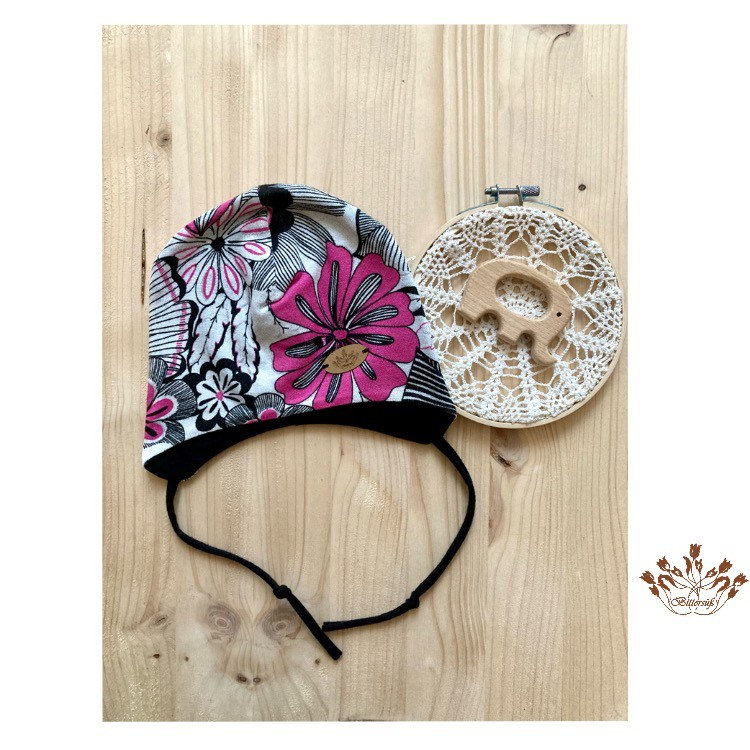 Babymütze, Kindermütze Mit Ohren Und Bindeband Gr. 39/40-52 Mütze Geblümt von bittersuessmode