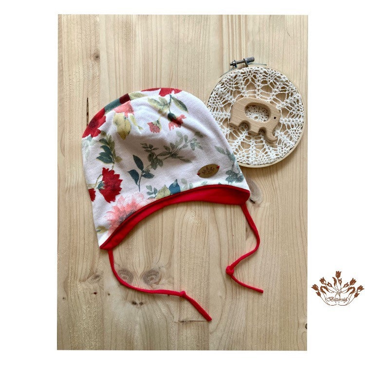 Babymütze, Kindermütze Mit Ohren Und Bindeband Gr. 39/40-52 Mütze Geblümt von bittersuessmode