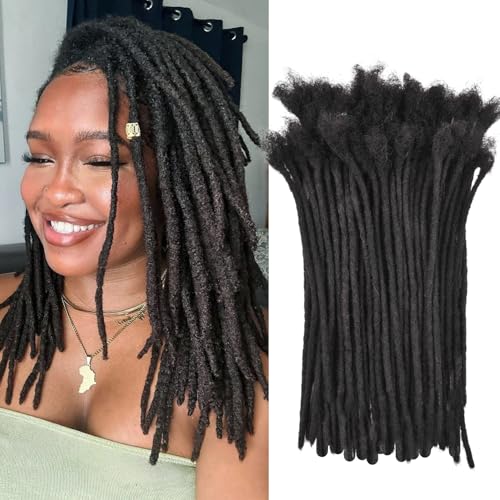 biubiulom 15,2 cm bis 61 cm (6 bis 24 Zoll) Echthaar-Extensions, Echthaar-Extensions für Männer und Frauen, 100 % Echthaar, permanente Dreadlocks, menschliches Haar kann gefärbt werden (0,6 cm, von biubiulom