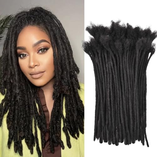 biubiulom 15,2 cm bis 61 cm (6 bis 24 Zoll) Echthaar-Extensions, Echthaar-Extensions für Männer und Frauen, 100 % Echthaar, permanente Dreadlocks, menschliches Haar kann gefärbt werden (0,6 cm, von biubiulom