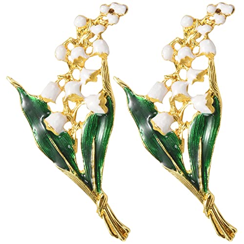 biyan 2X Legierung Emaille Floral Leaf Brosche Maigloeckchen Gold Farbe Brosche Hohe Qualitaet Schmuck fuer Frauen von biyan