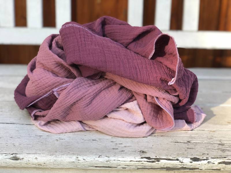 Bio Musselintuch Damen Xxl, 3 Farbig, Flieder Lila Rosa, Musselinschal, Dreieckstuch, Plastikfrei von bizifamily