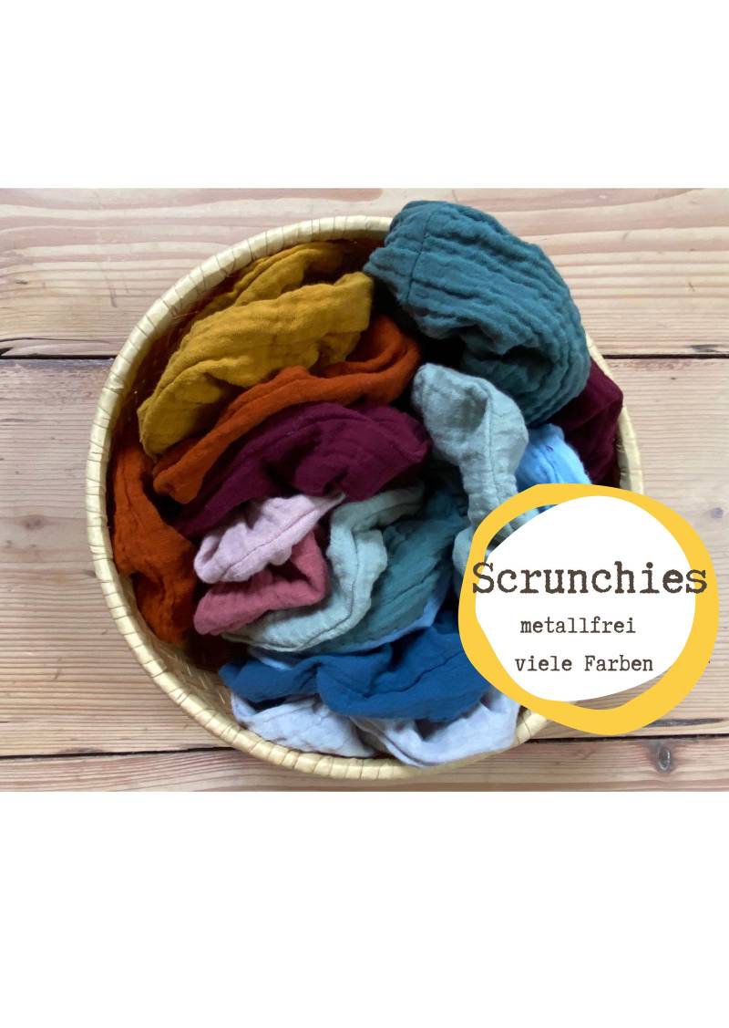 Scrunchie, Bio Musselin, Haargummi Aus 100% Baumwolle, Metallfrei, Vegan, Nachhaltig Viele Farben, Made in Germany von bizifamily