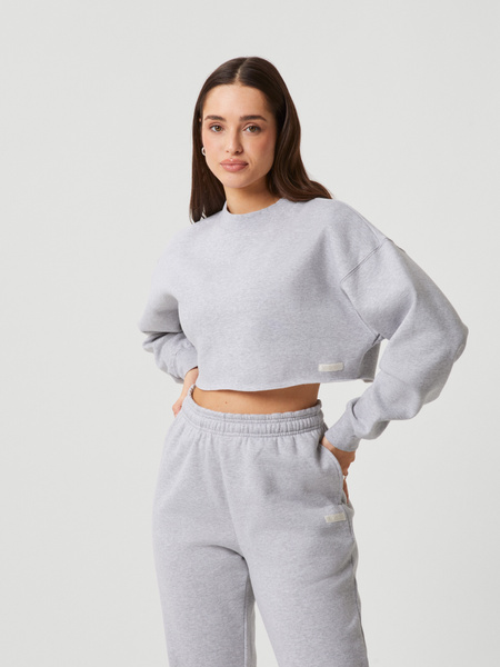 Björn Borg Studio Oversized Cropped Crew Grau, M von björn borg