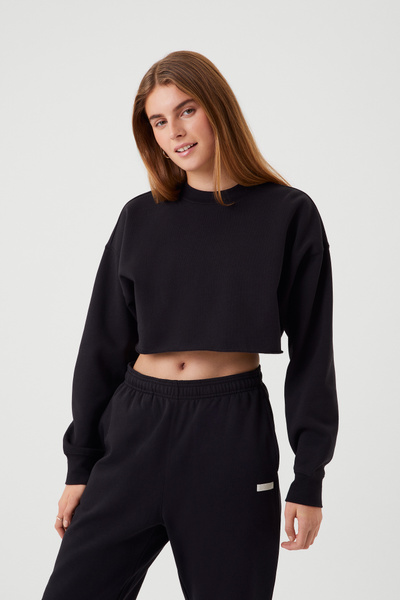 Björn Borg Studio Oversized Cropped Crew Schwarz, L von björn borg