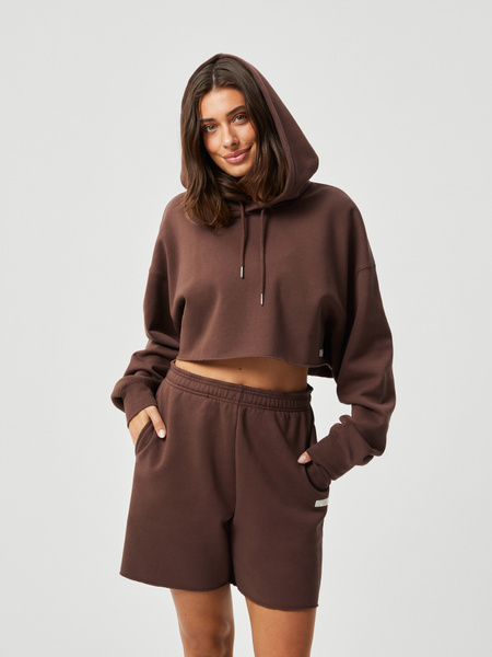 Björn Borg Studio Oversized Cropped Hoodie Braun, L von björn borg