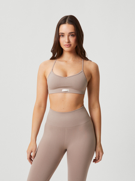 Björn Borg Studio Seamless Ribbed Strap Bra Beige , M von björn borg