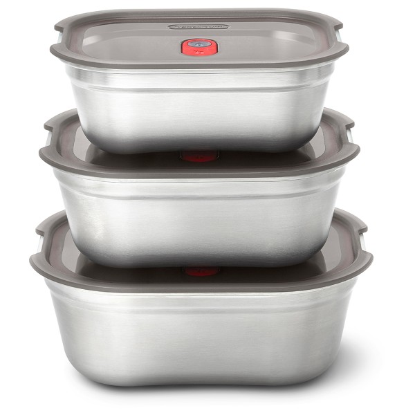 black+blum - Multifunktions Food Boxen Set Mixed Box - Essensaufbewahrung Gr 650 ml + 900 ml + 1,2 l grau von black+blum