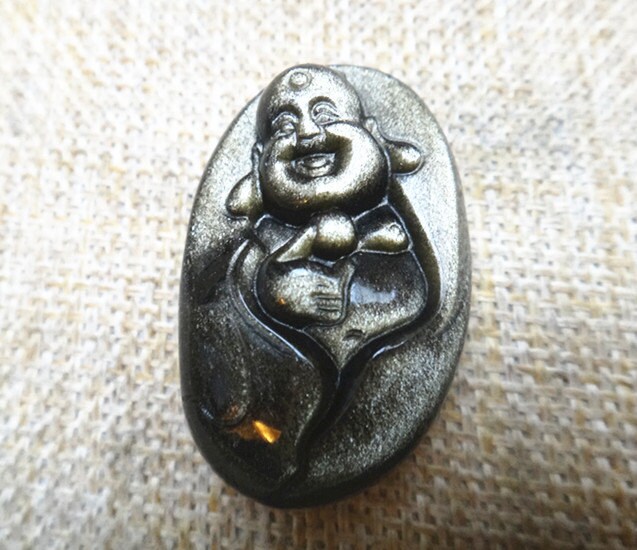 Atural Goldenen Obsidian Anhänger Glück Buddha Amulett Atural Goldenen Obsidian Anhänger Glück Buddha Amulett von blackbeaded