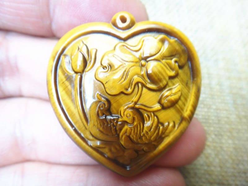 Einzigartige Natürliche Tigeraugenanhänger Mandarin Duckpendant Maskottchen | Liebhaber Anhänger von blackbeaded