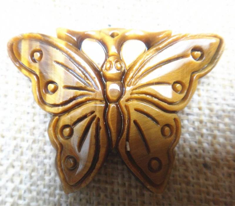 Gelbe Tigerauge Stein Schmetterlingsanhänger Gelbe Tigerauge Stein Schmetterlingsanhänger von blackbeaded