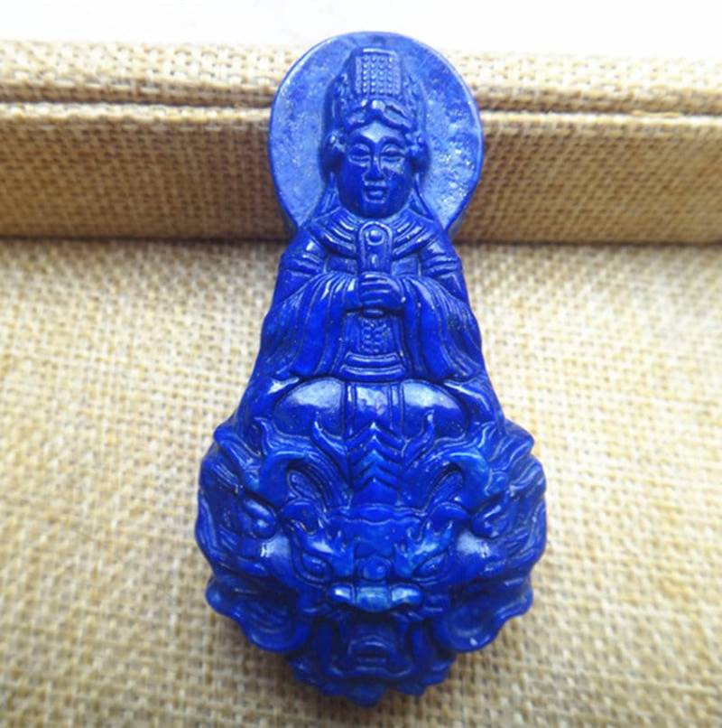 Natürliche Blaue Farbe Lapislazuli Drachen Kopf Guanyin Anhänger Amulett von blackbeaded