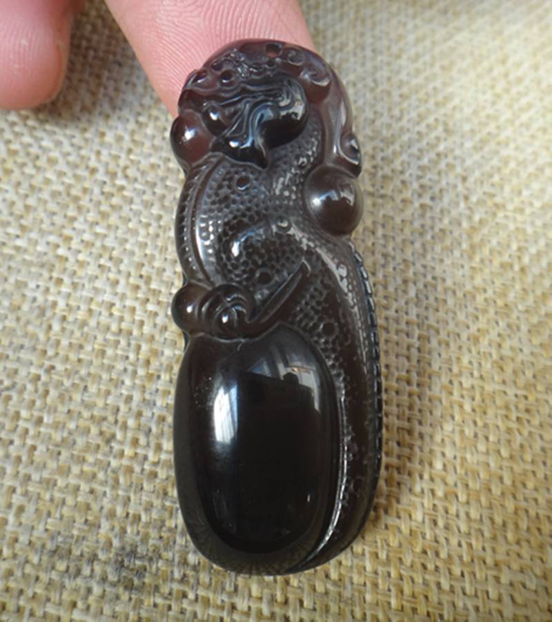 Natürliche Eis Arten Regenbogen Auge Obsidian Amulett Anhänger Drachenkopf Pi Yao Maskottchen von blackbeaded