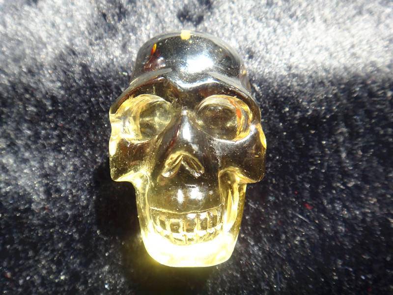 Natürliche Gelbe Kristall Schädel Kopf Anhänger Dsc08017 von blackbeaded