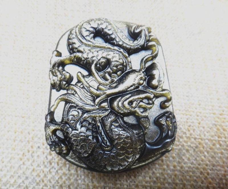 Natürliche Goldene Obsidian Drachen Anhänger Amulett Natürliche Goldene Obsidian Drachen Anhänger Amulett von blackbeaded