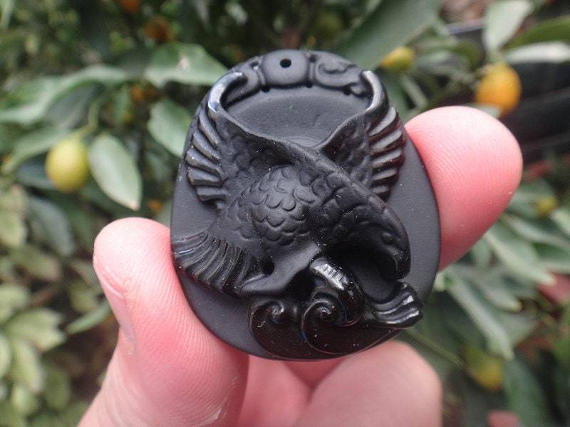 Natürliche Obsidian Anhänger Adler Dapeng Flügel Natürliche Obsidian Anhänger Adler Dapeng Flügel von blackbeaded