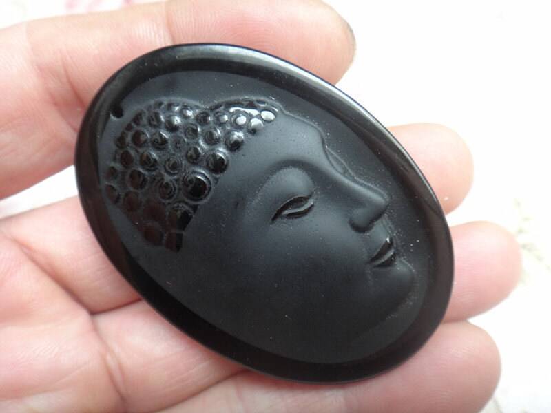 Natürliche Obsidian Anhänger Buddha von blackbeaded