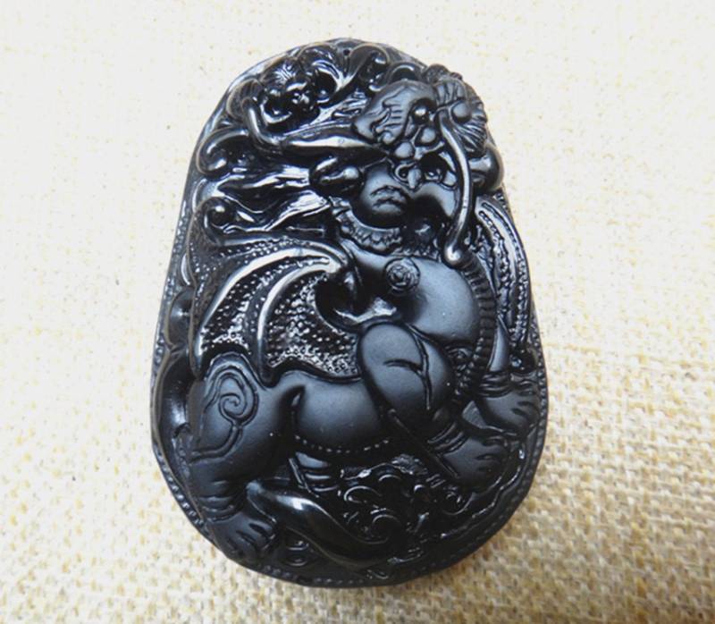 Natürliche Obsidian "Drachen" Anhänger Amulett Natürliche Obsidian "Drachen" Anhänger Amulett von blackbeaded