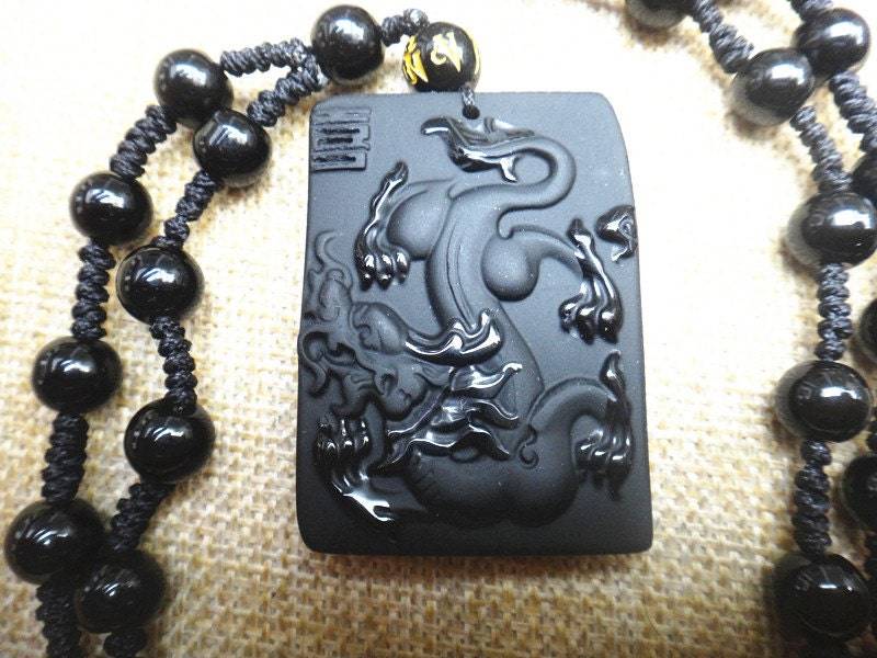Natürliche Obsidian Drachen Anhänger Amulett Natürliche Obsidian Drachen Anhänger Amulett von blackbeaded
