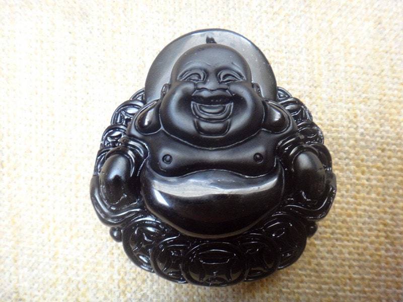 Natürliche Obsidian Glücklich Lächelnde Buddha Anhänger Natürliche Obsidian Glücklich Lächelnde Buddha Anhänger von blackbeaded