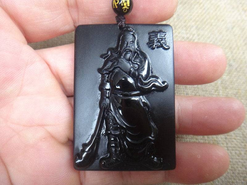 Natürliche Obsidian Guan Yu Amulett Anhänger Perlen Halskette Natürliche Obsidian Guan Yu Amulett Anhänger Perlen Halskette von blackbeaded