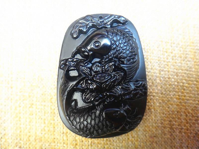 Natürliche Obsidian-Lotus-Fisch-Anhänger-Sicherheit Und Frieden Glück Anhänger Natürliche Obsidian-Lotus-Fisch-Anhänger-Sicherheit Und Frieden Glück Anhänger von blackbeaded