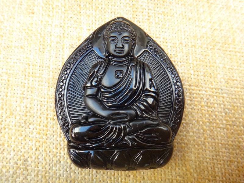 Natürliche Obsidianbud Dha Sicherheit Und Frieden Anhänger von blackbeaded