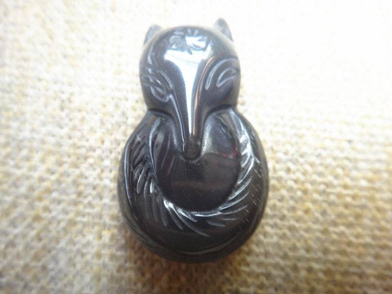 Natürlichem Eis-Arten Von Farbe Obsidian Anhänger Fuchs von blackbeaded