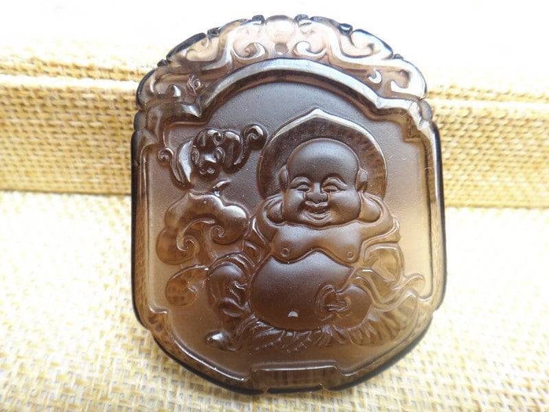 Natürlichem Eis-Arten Von Obsidian Anhänger Maitreya Buddha Lächeln von blackbeaded