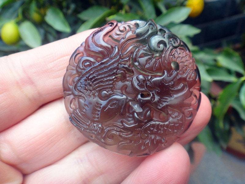 Natürlichem Eis-Arten Von Obsidian Drachen/Phönix Anhänger Paar Natürlichem Eis-Arten Von Obsidian Drachen/Phönix Anhänger Paar von blackbeaded