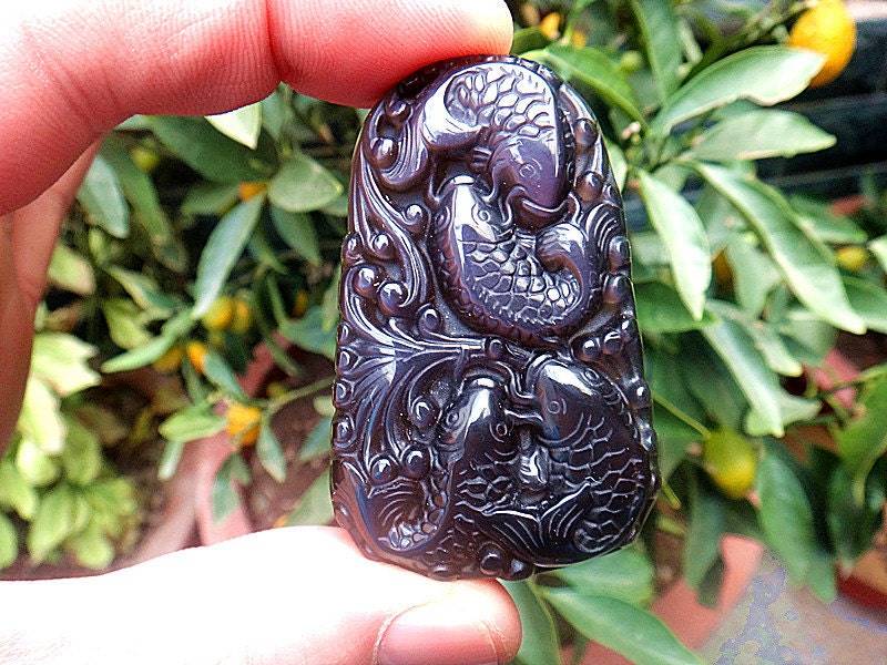 Natürlichem Eis-Arten Von Obsidian "Vier Jahreszeiten Fish"/"Jährlichen Überschuss" Anhänger Natürlichem Eis-Arten Von Obsidian "Vier Jahreszeiten Fish"/"Jährlichen Überschuss" Anhänger von blackbeaded