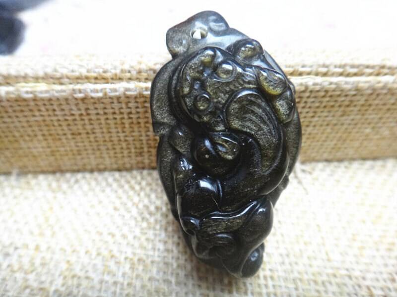 Natürlichen Goldenen Obsidian Anhänger Glück Pi Yao Natürlichen Goldenen Obsidian Anhänger Glück Pi Yao von blackbeaded