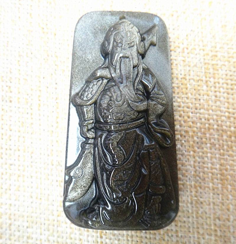 Natürlichen Goldenen Obsidian "Guan Yu" Glück Amulett Anhänger Natürlichen Goldenen Obsidian "Guan Yu" Glück Amulett Anhänger von blackbeaded