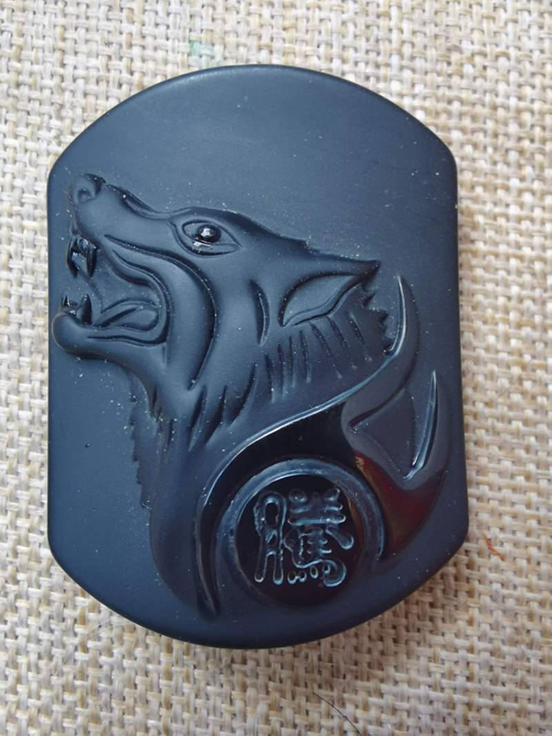 Natürlicher Obsidian Wolf Totem Anhänger Amulett Natürlicher Obsidian Wolf Totem Anhänger Amulett von blackbeaded