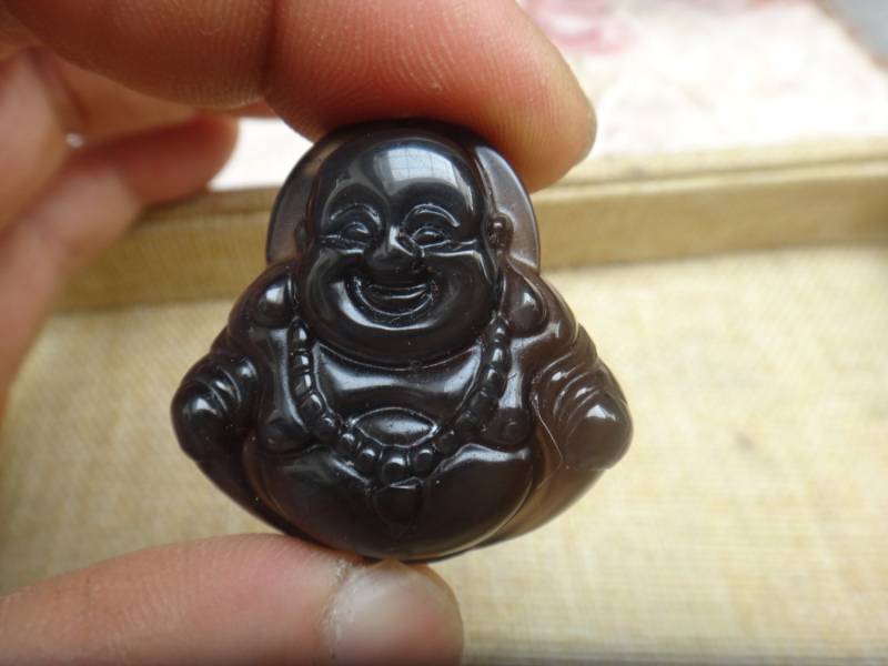 Natürliches Eis Arten Obsidian Anhänger Bauch Lächelnd Fofo Kette Glücklicher Buddha von blackbeaded