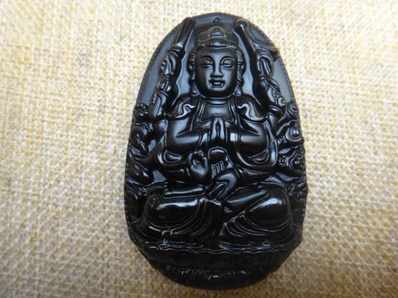 Natur-Obsidian Anhänger Avalokitesvara/Kette Buddha Natur-Obsidian Anhänger Avalokitesvara/Kette Buddha von blackbeaded