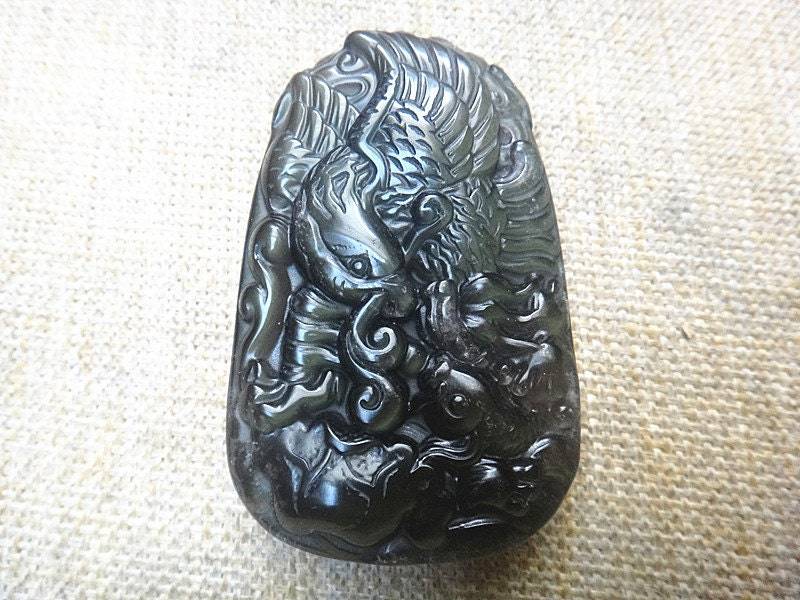 Natureis Arten Rainbow Augen Obsidian Anhänger Adler von blackbeaded