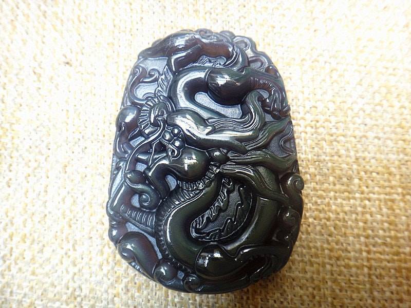 Natureis Arten Rainbow Augen Obsidian Drachen Anhänger Amulett von blackbeaded