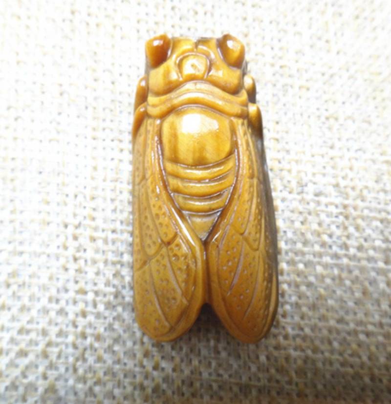 Tigerauge Eyestone Carving Zikade Anhänger Amulett Tigerauge Eyestone Carving Zikade Anhänger Amulett von blackbeaded