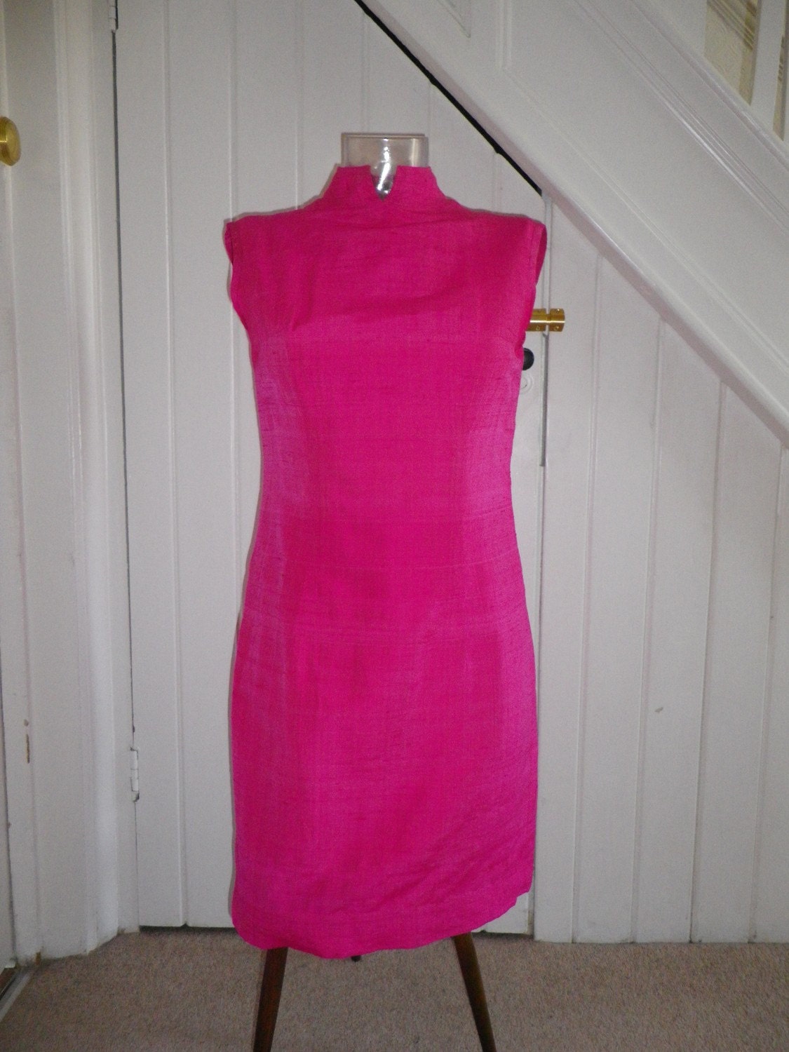 60Er Jahre Heißen Rosa Kleid Aus Echter Seide Hergestellt von blackbettie101