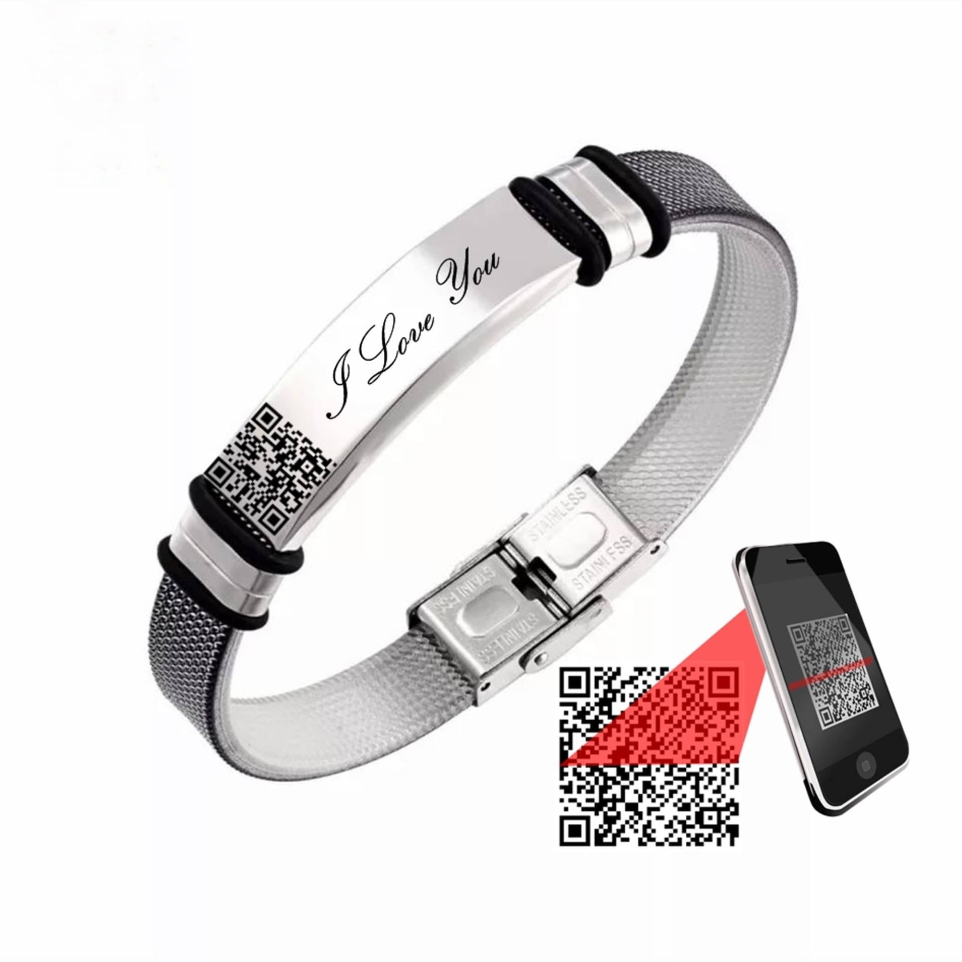 Qr Code Armband/Vatertagsgeschenk Namensarmband Valentinstag Für Geschenk Silikon - Und Stahlarmband Jahrestagsgeschenk Männer Geschenkideen von blackeagledesgn