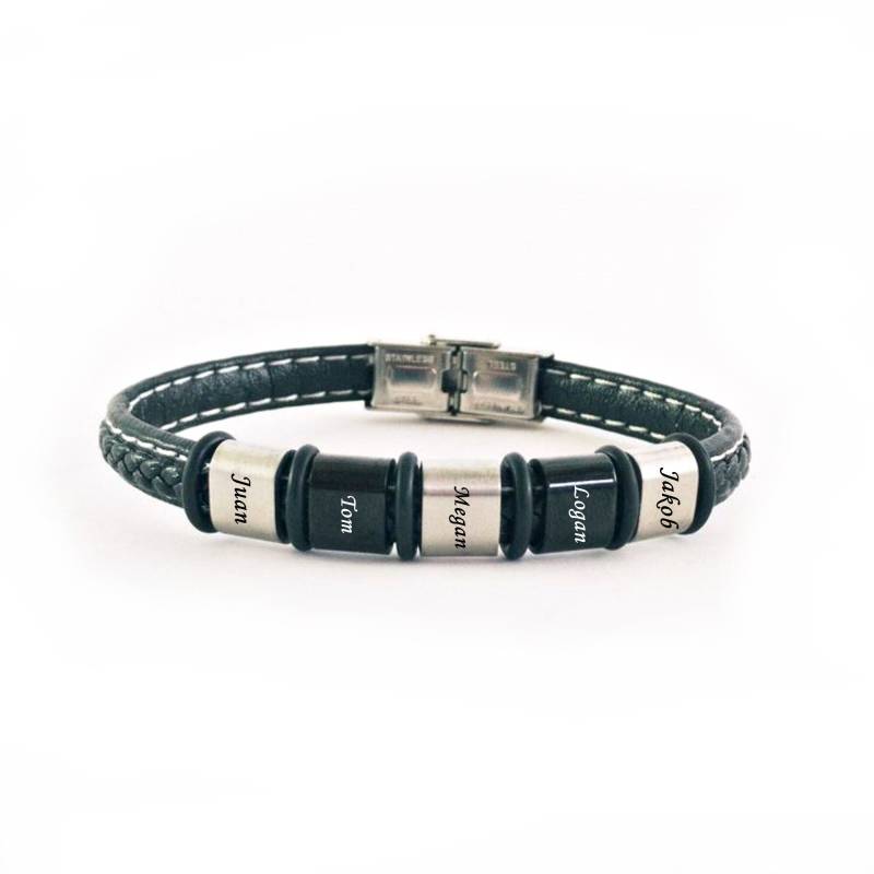 Vatertagsgeschenk/Bettelarmband Edelstahl-Männerarmband Echtlederarmband Geburtstagsgeschenk Jahrestagsgeschenk von blackeagledesgn