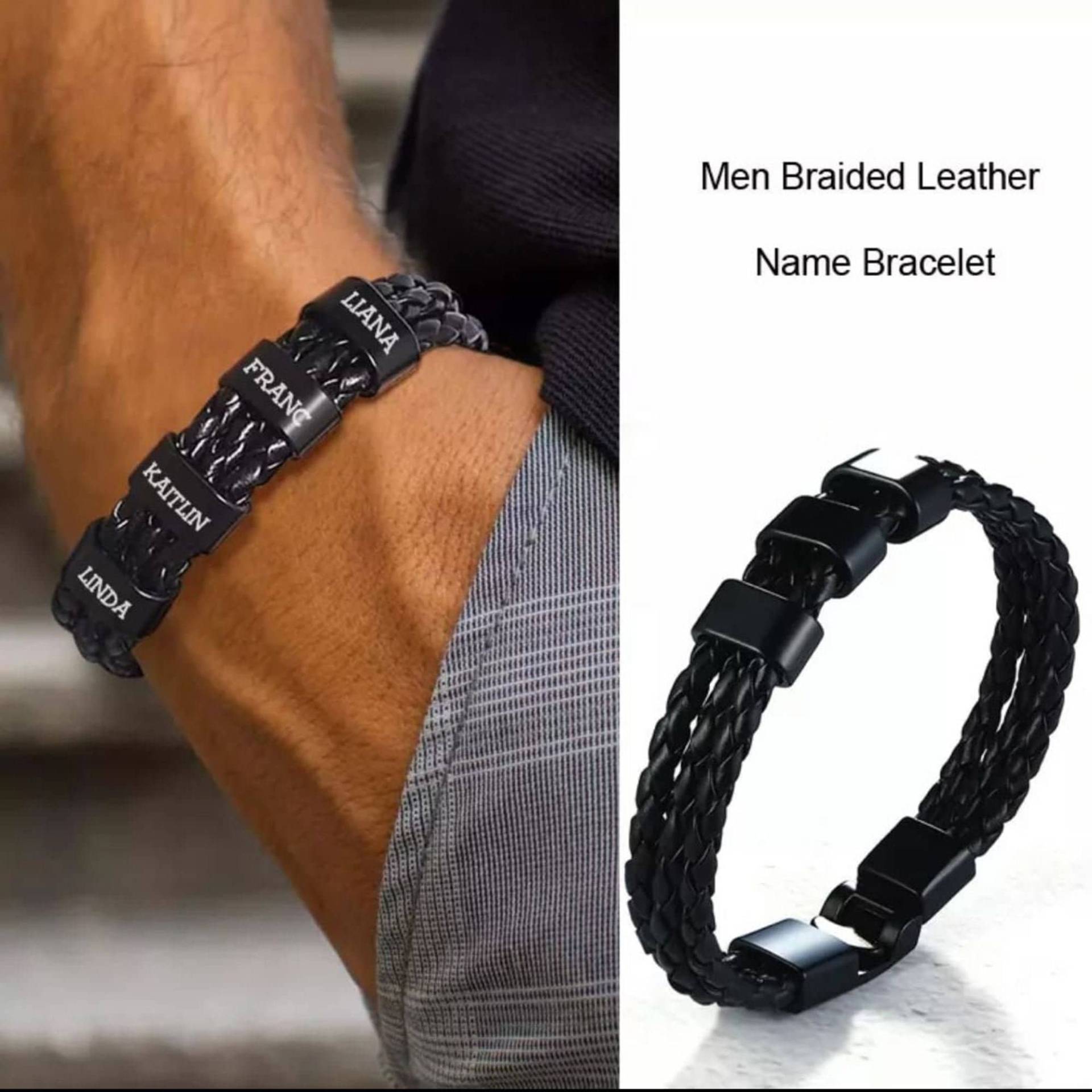 Weihnachtsgeschenk, Vatertagsgeschenk/Mit Namen Armband Lederarmband Personalisierte Armbänder Männer Geschenkideen von blackeagledesgn