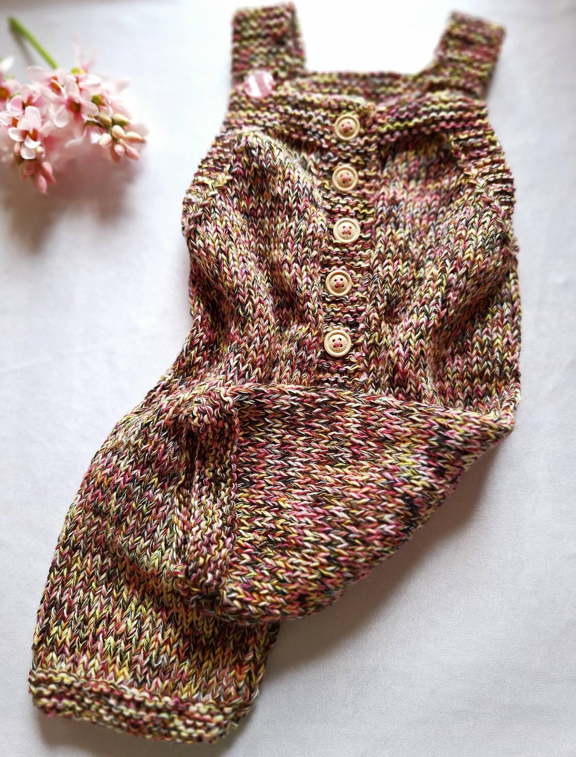 Hose Baby Strampler Sommerhose Handgestrickt Grösse 62 - 68 Bunt Meliert #681 von blamuesHandarbeiten